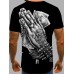 Men Street O Neck Print Black T-shirt